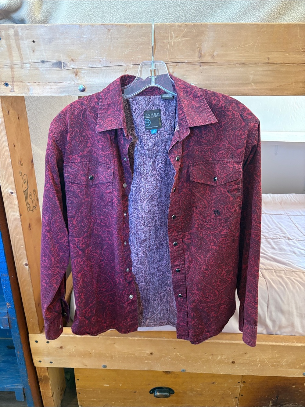 Roper Men's Burgundy Paisley Snap-Front Shirt Jacket